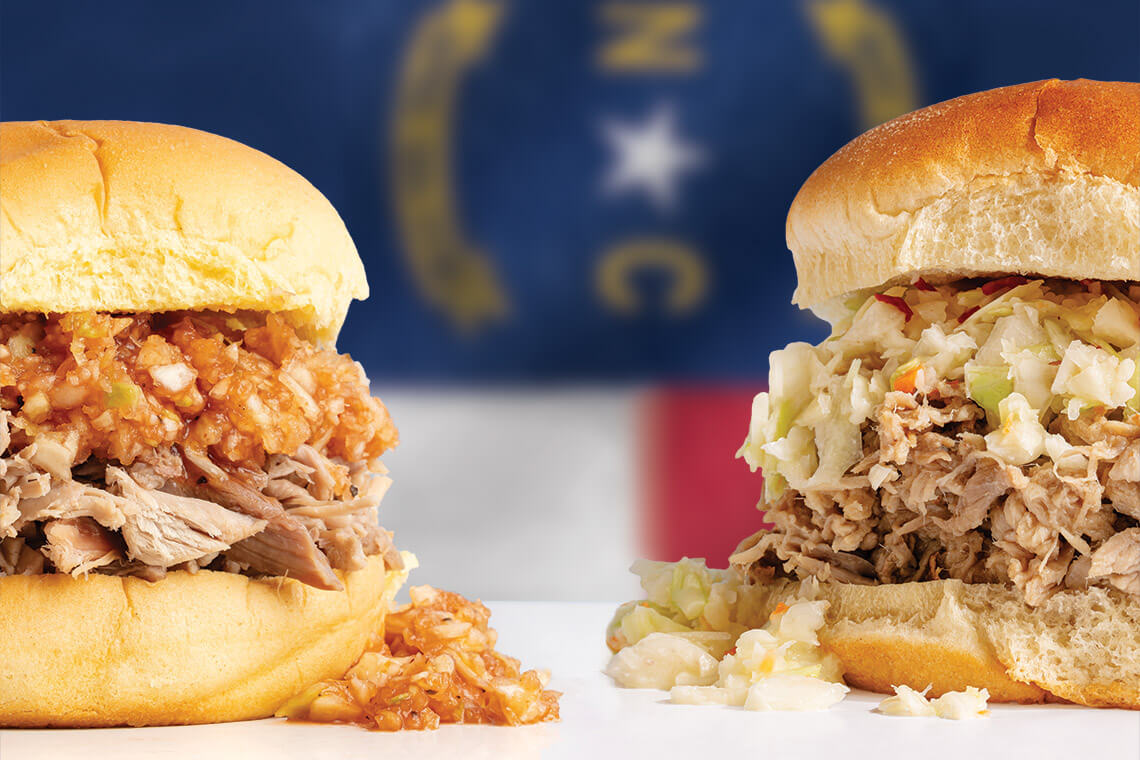 Lexington-style barbecue sandwich and eastern-style barbecue sandwich