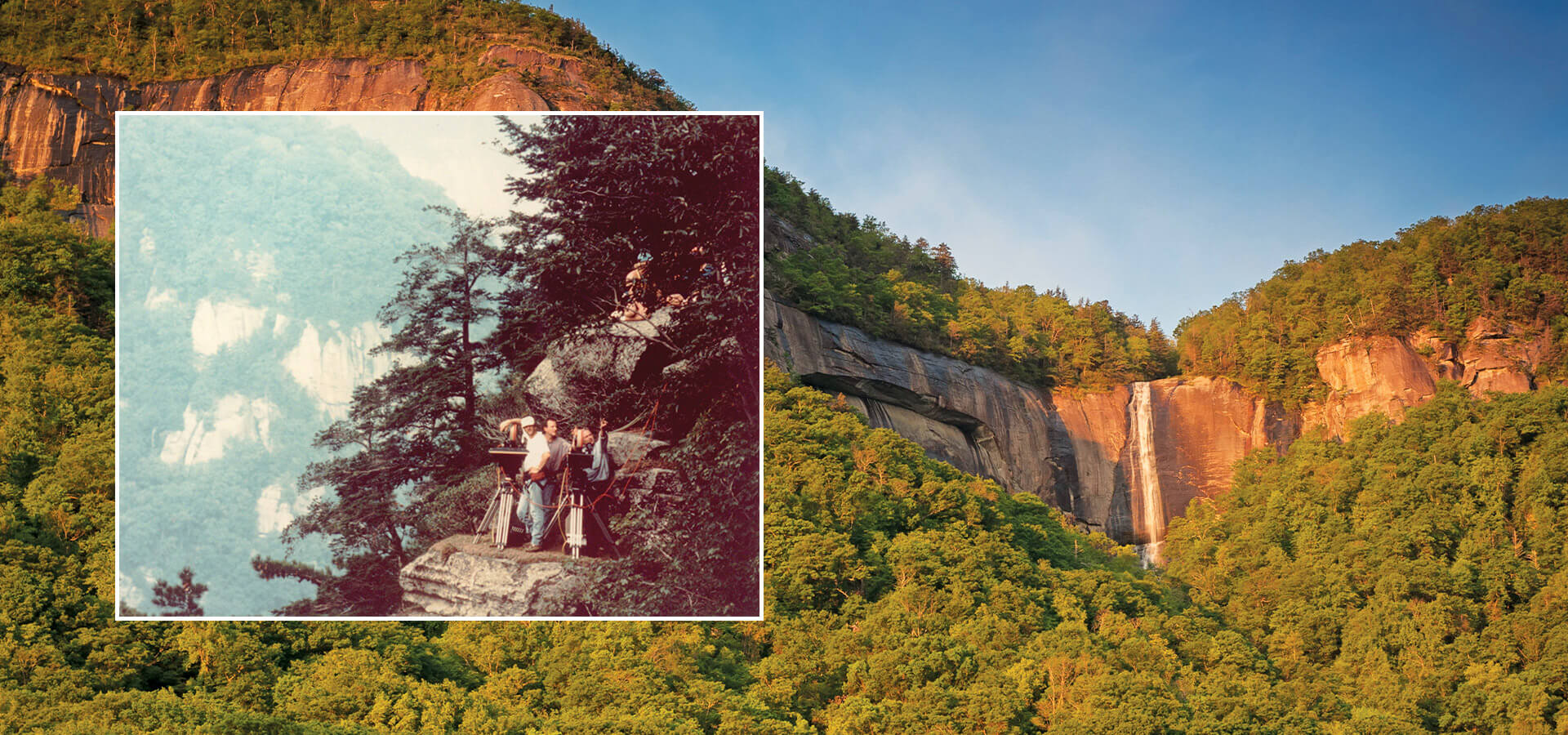 The Last of the Mohicans film crew at Hickory Nut Falls