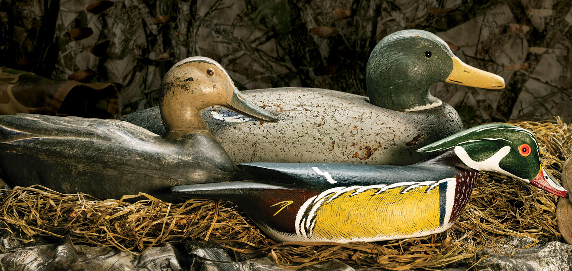 The writer's three treasured duck decoys