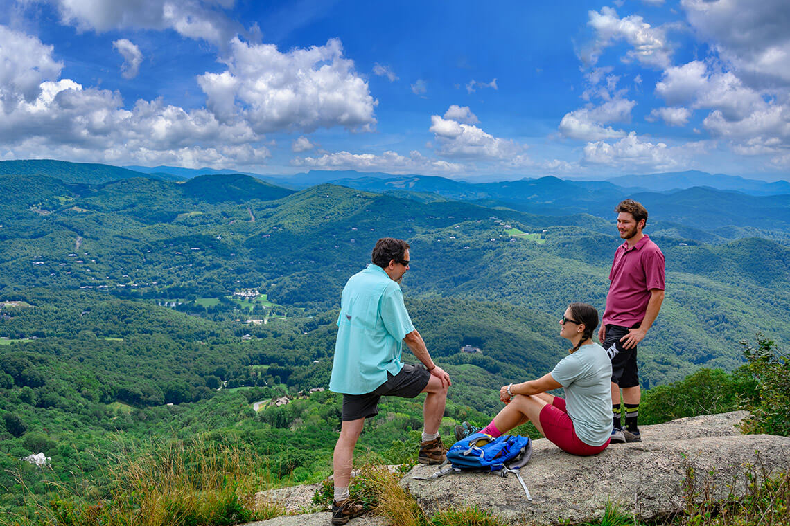 People hiking in Beech Mountain, NC