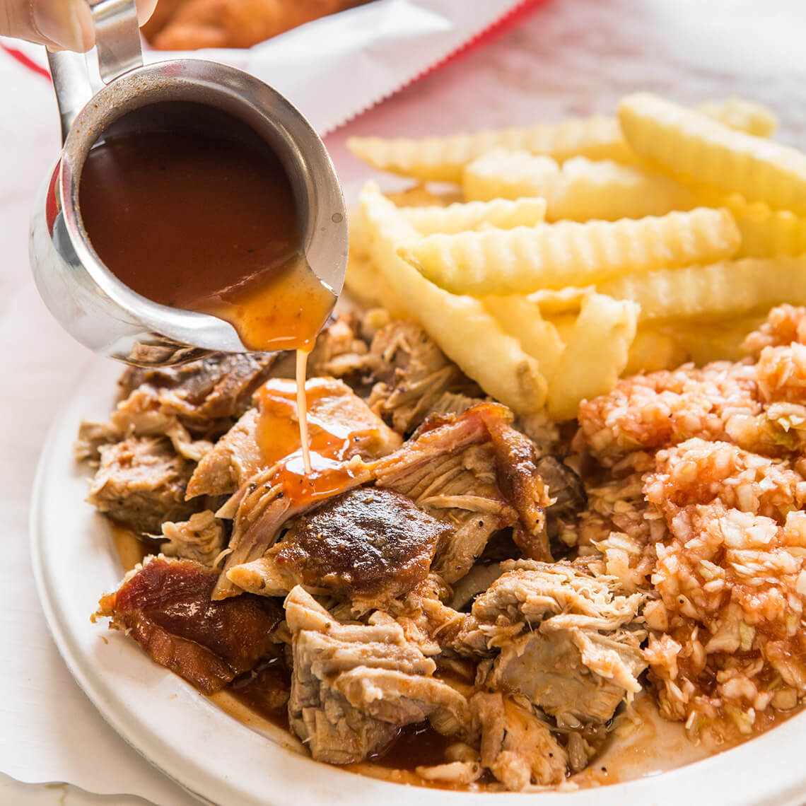 Plate of barbecue from The Barbecue Center