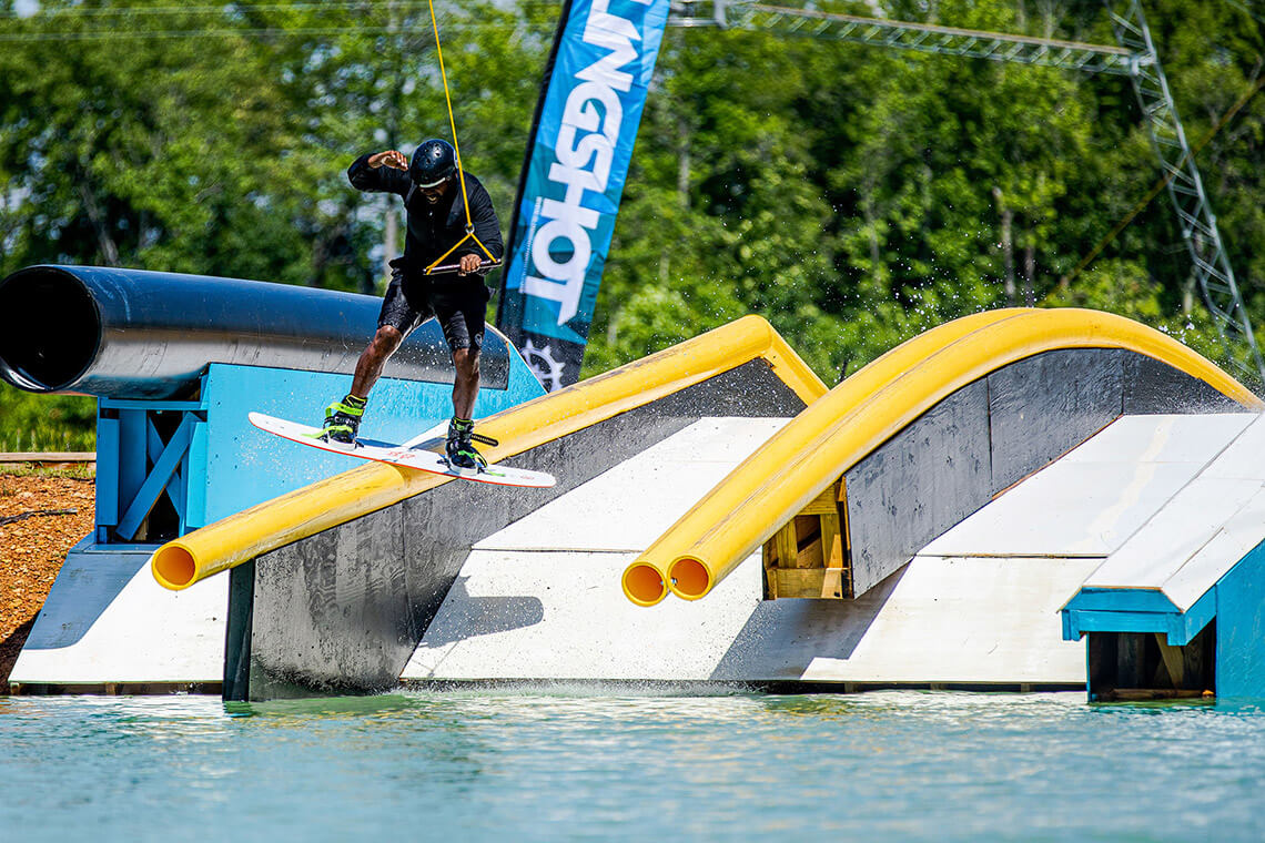 Wakeboarder at Elevated Wake Park in Lexington NC