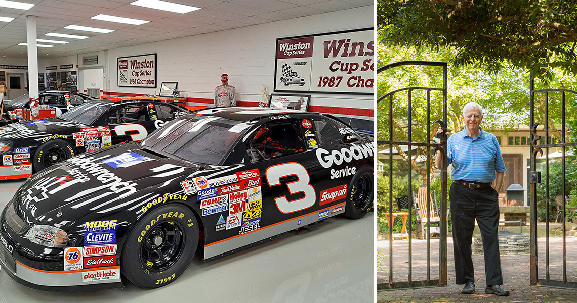 Racecars and Bob Timberlake outside of his gallery in Lexington NC