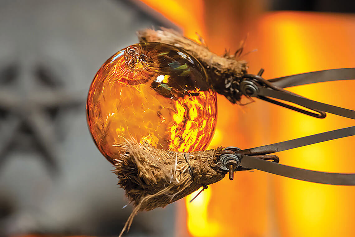 Hand-blown glass at Starworks in Moore County, NC