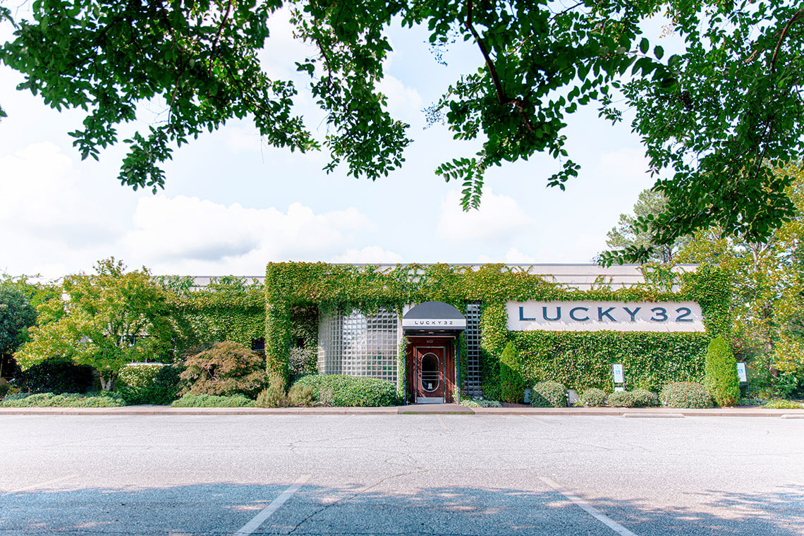 Exterior of Lucky 32 in Greensboro