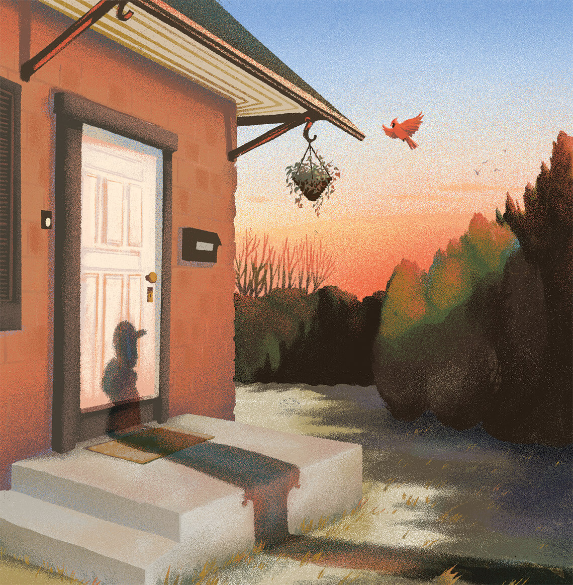 Illustration of a shadow against a house