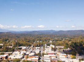 Overhead view of downtown Lenoir, NC