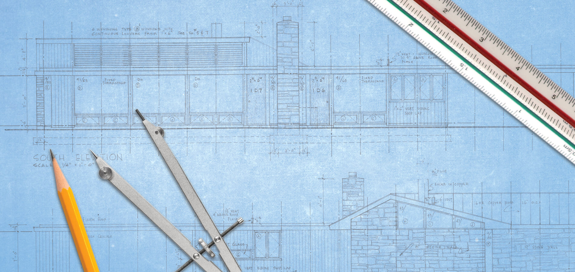 Blue prints of Frank Lloyd Wright