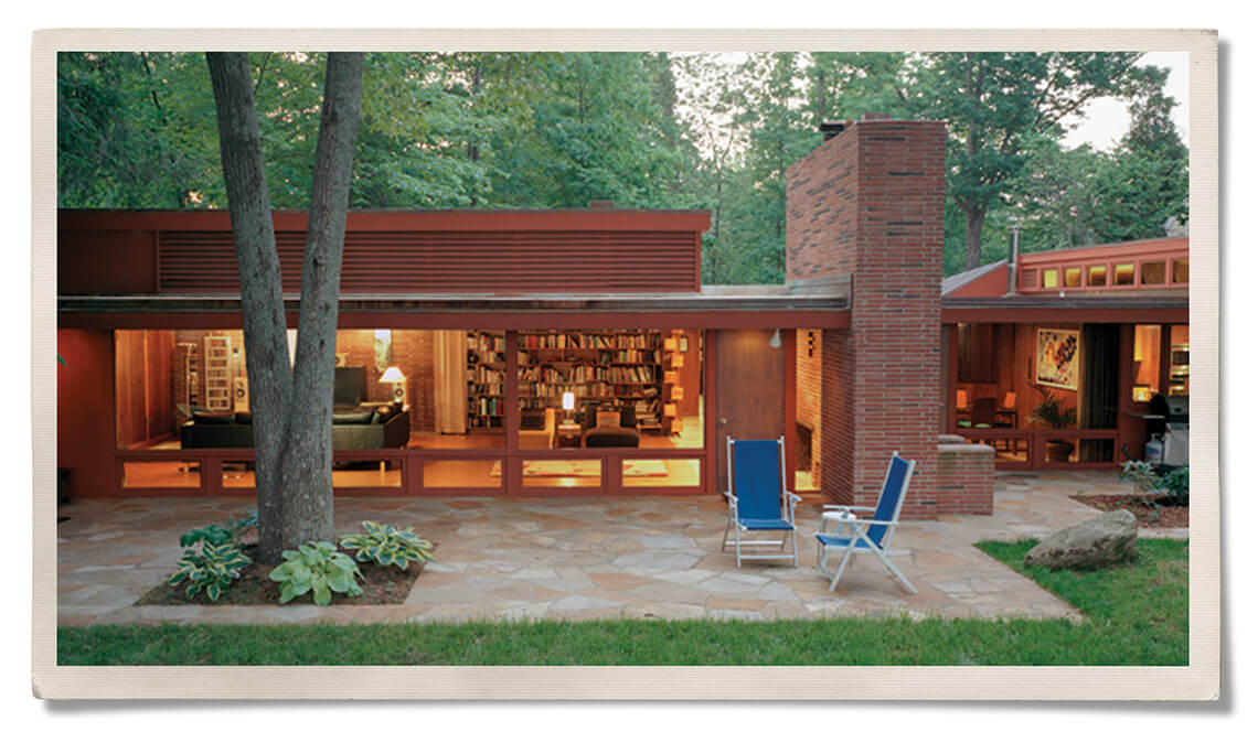 Exterior of Kamphoefner's 1950s modernist home in Raleigh