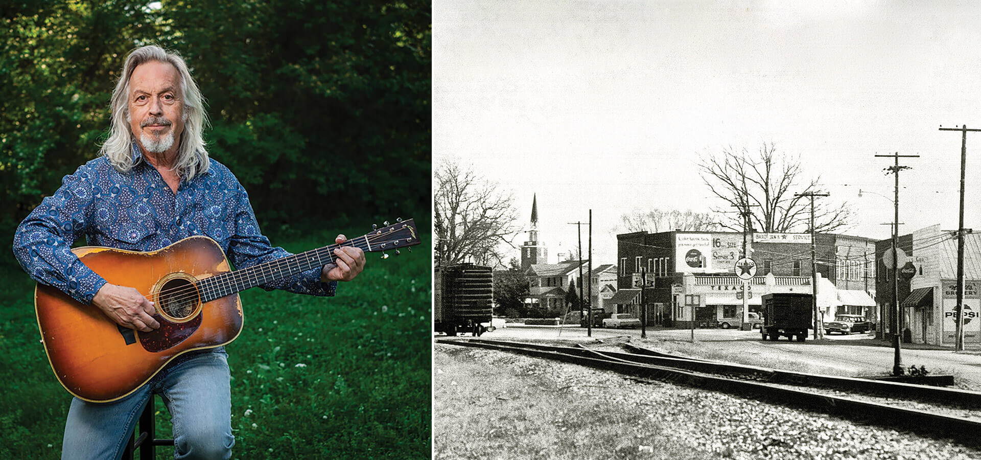 Jim Lauderdale and a black and white picture of Troutman NC