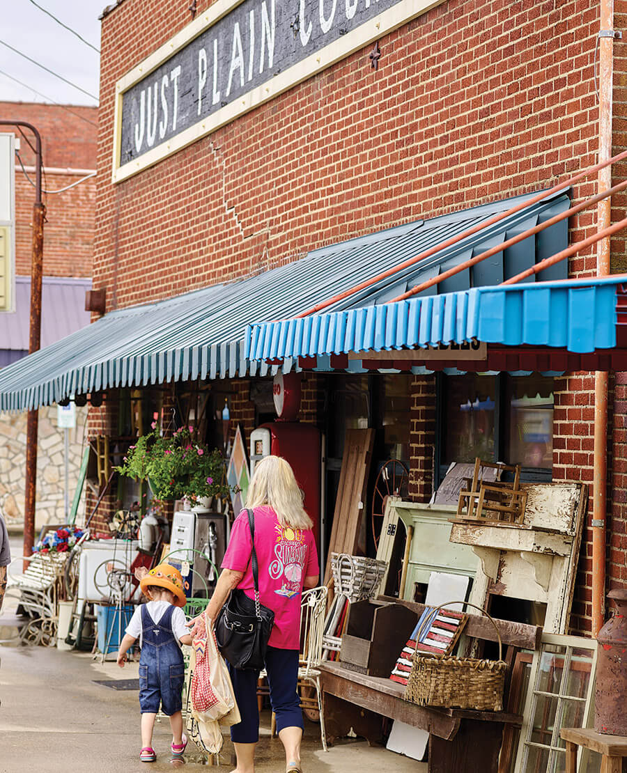 Walking down Main Street in Walnut Cove