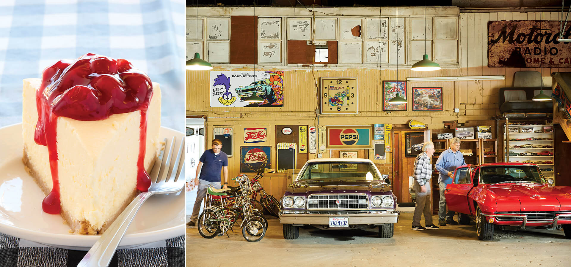 Cheesecake and vintage cars at Walnut Cove