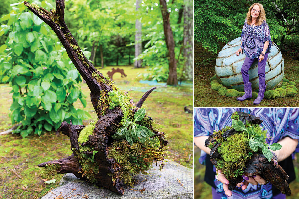 Annie Martin with her moss landscape pieces