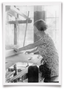 Lucy Morgan at her loom