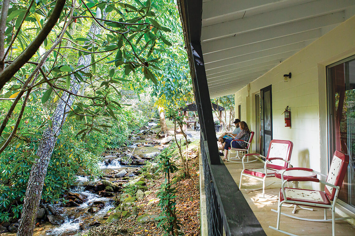 People on the porch of Route 19 Inn