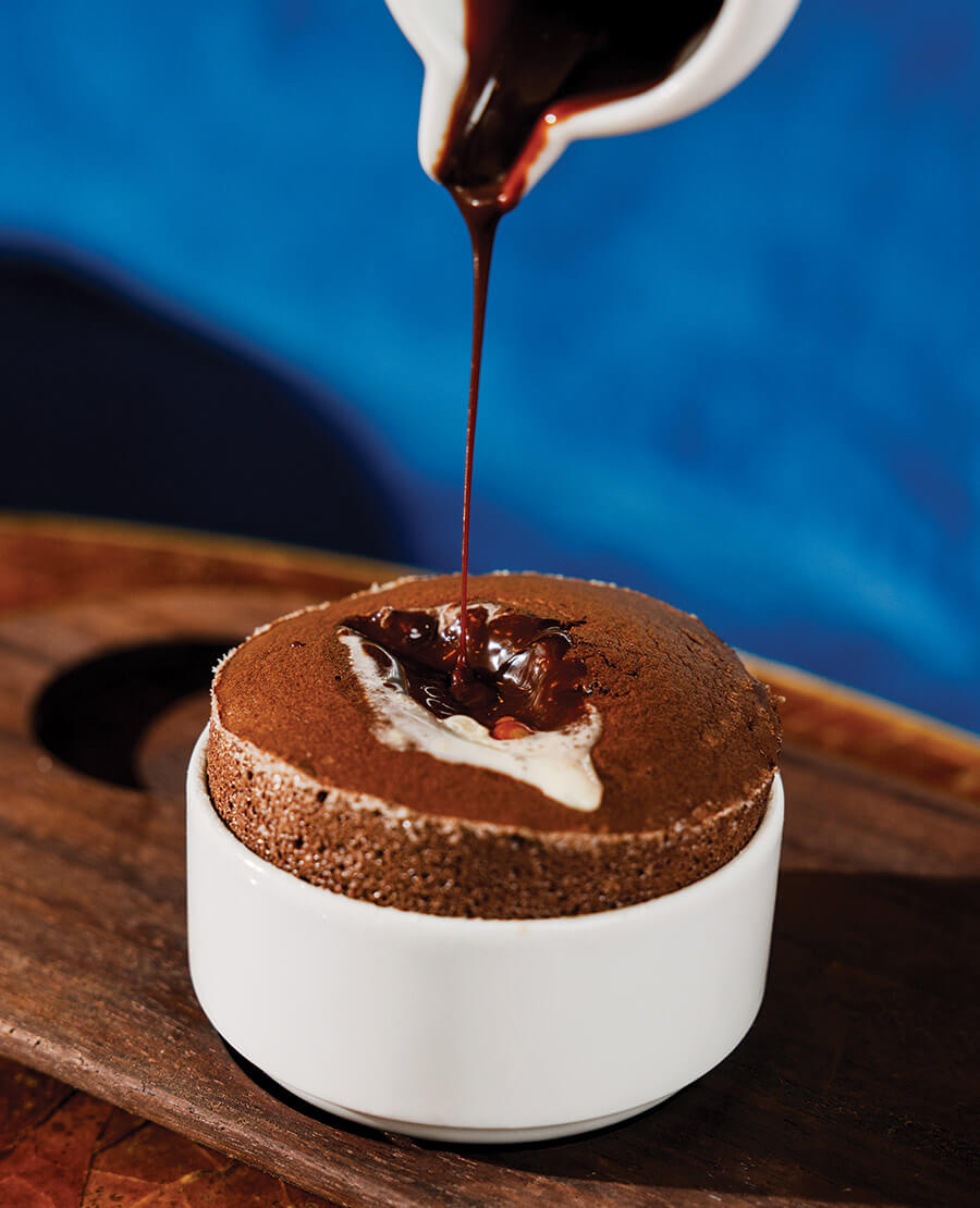 Hot chocolate souffle at Nanas