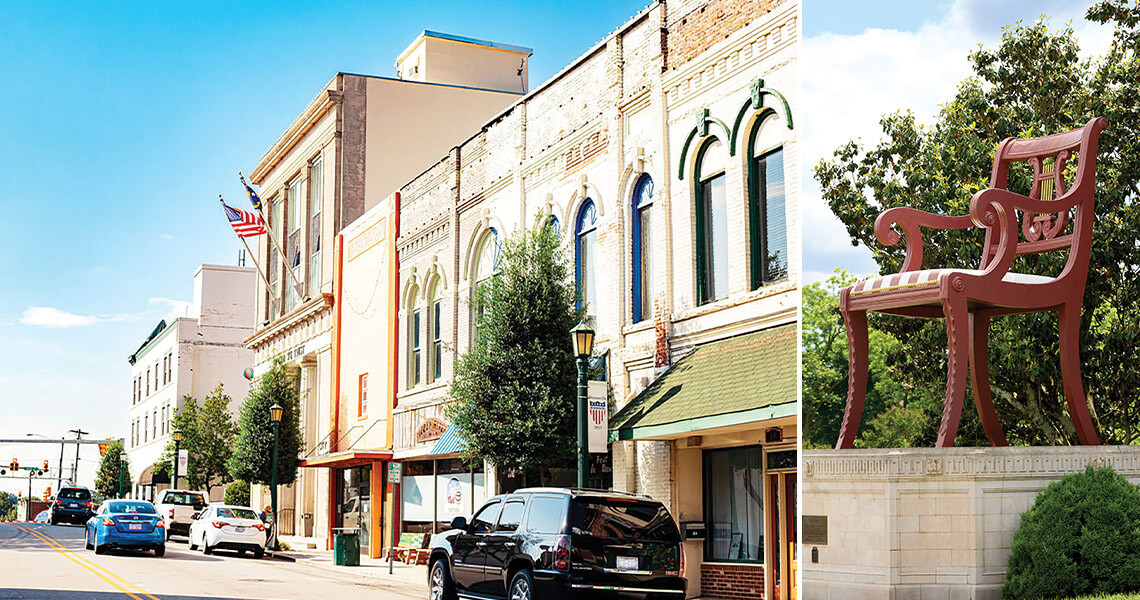 Downtown Thomasville and Thomasville's Big Red Chair