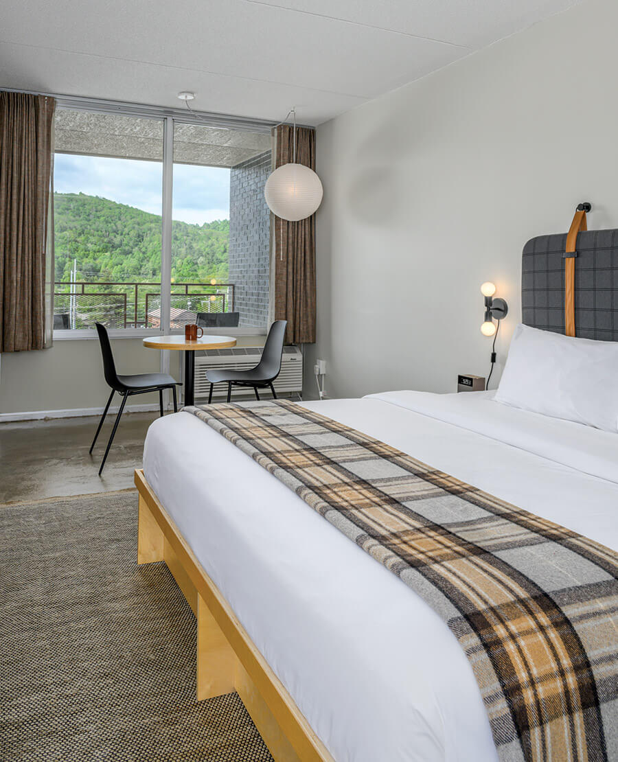 Guest room at Rhode's Motor Lodge overlooks the mountains