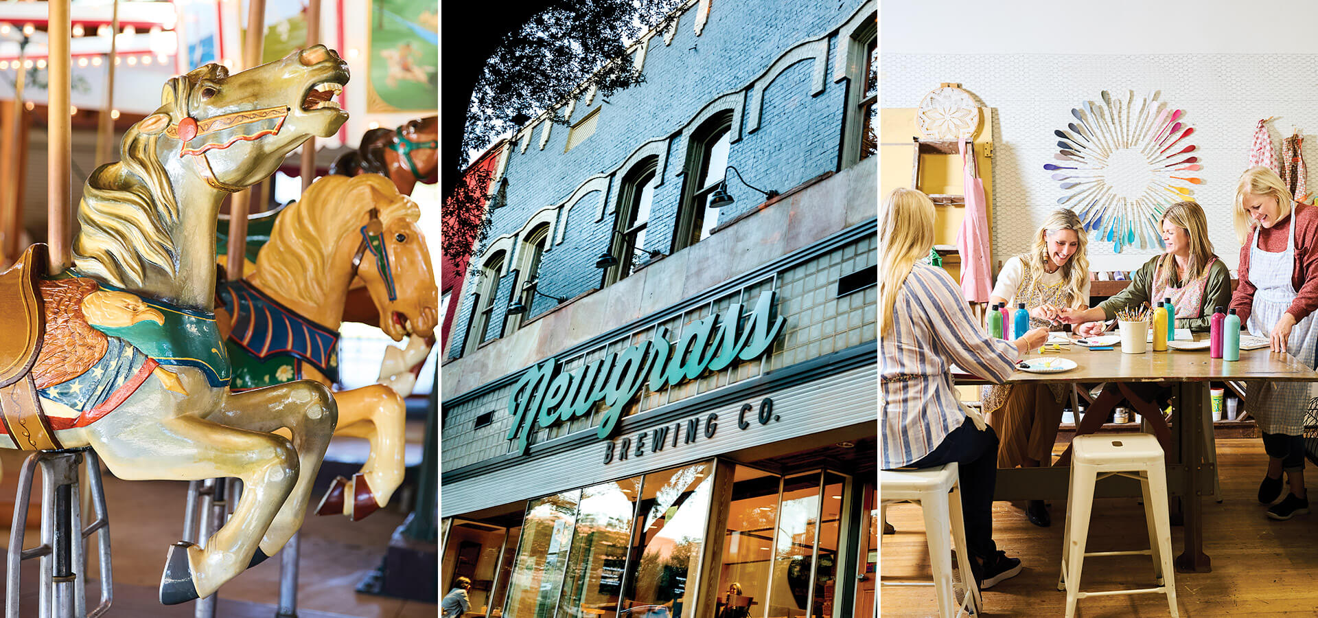 Carousel, Newgrass Brewing Co. and WorkShop Vintage Treasures in Shelby, NC