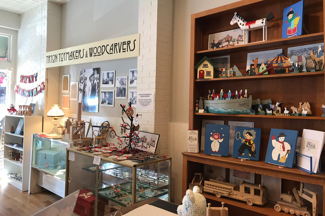 Shop for thoughtfully crafted toys at Tryon Toy Makers’ store.