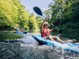 Kayaker in the New River in Boone, NC