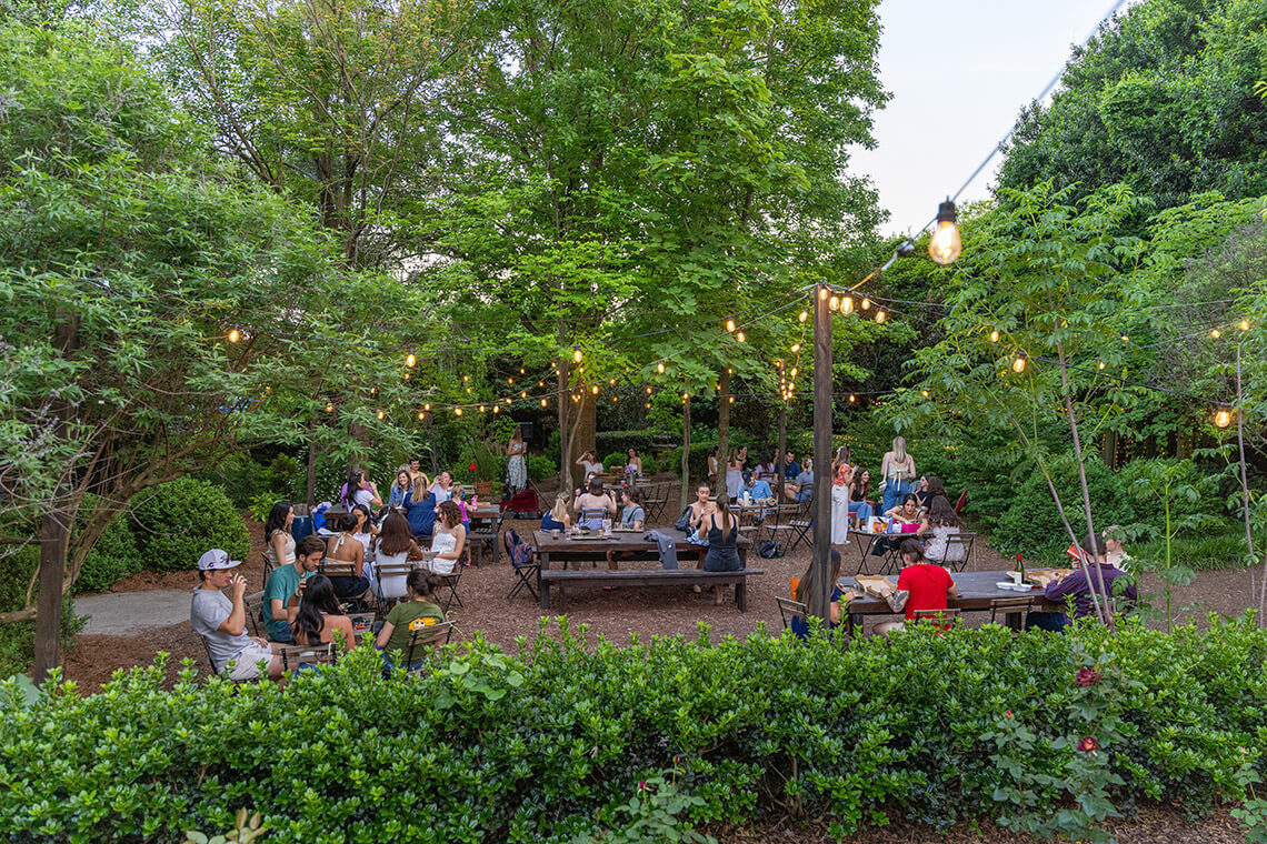 People at Rosie's Coffee & Wine Garden in Charlotte, NC
