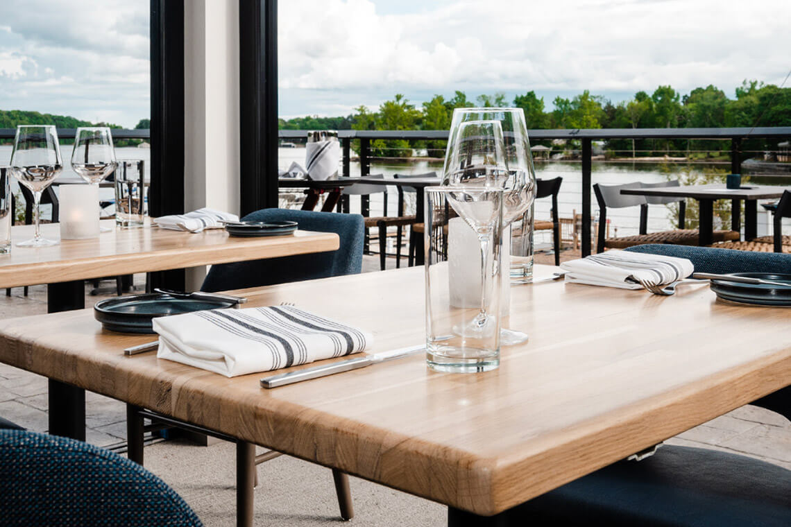 Table overlooking Lake Wylie at Drift on Lake Wylie