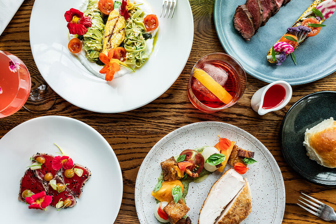 Table of plates at Canyon Kitchen in Cashiers NC