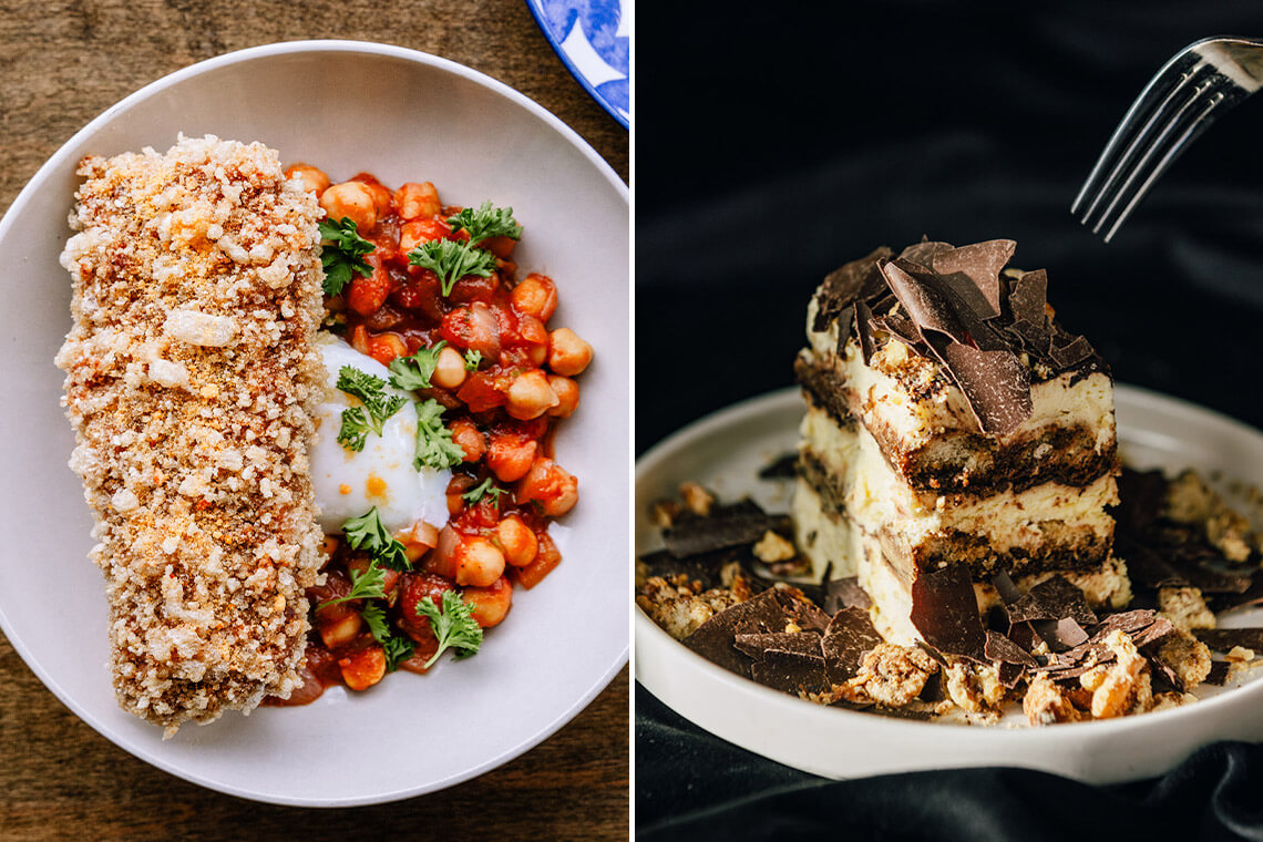 Dishes and tiramisu at Ilda in Sylva, NC