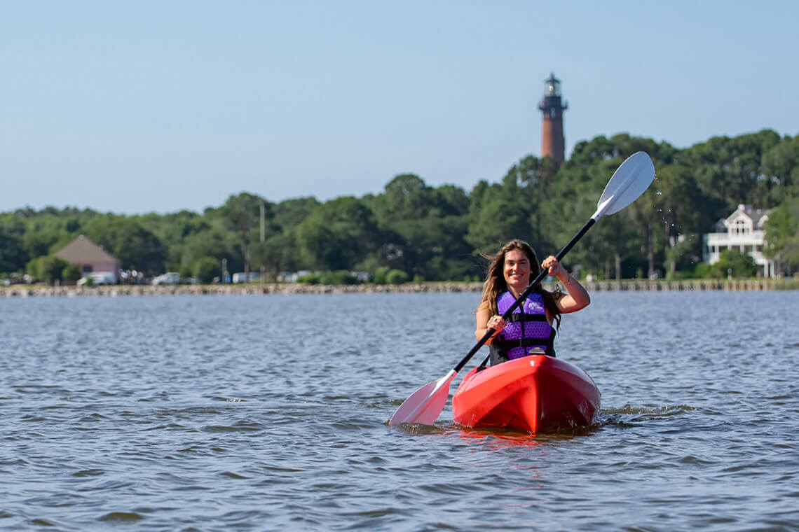 Kayaker in Currituck Sound