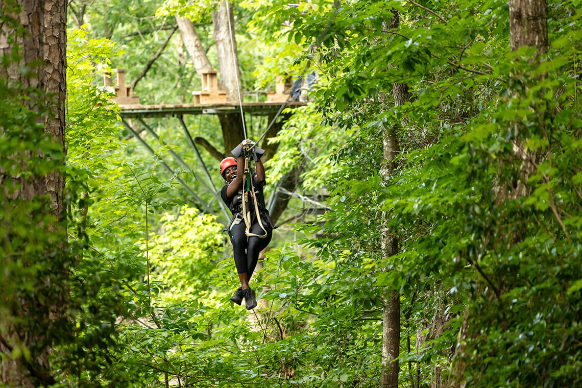 Woman at the course at ZipQuest