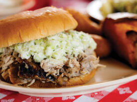 Pulled pork barbecue sandwich