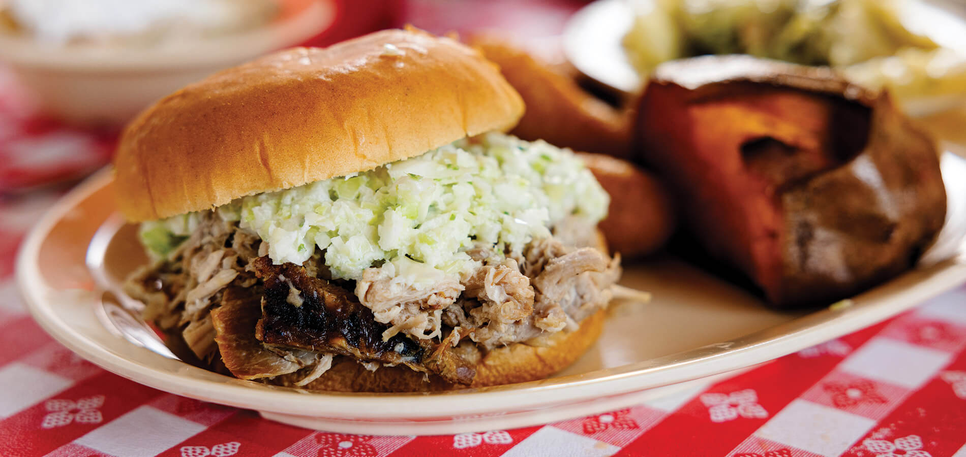 Pulled pork barbecue sandwich