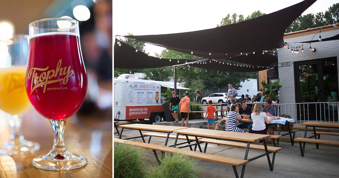 Beer and patio at Trophy Brewing & Taproom