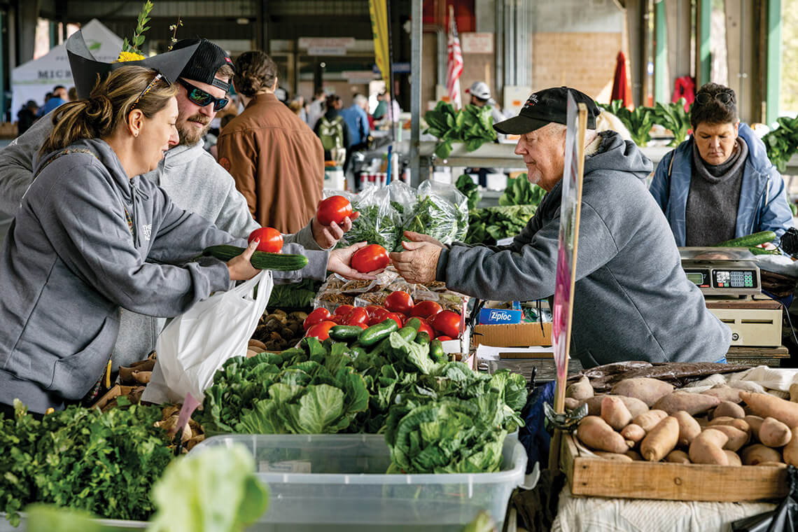 Shoppers at the State Farmers Market in Raleigh