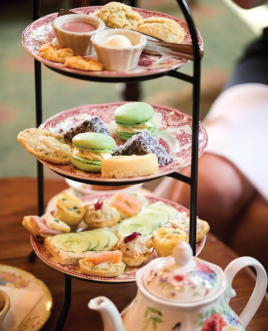 Tiered plates of tea sandwiches at the O.Henry.