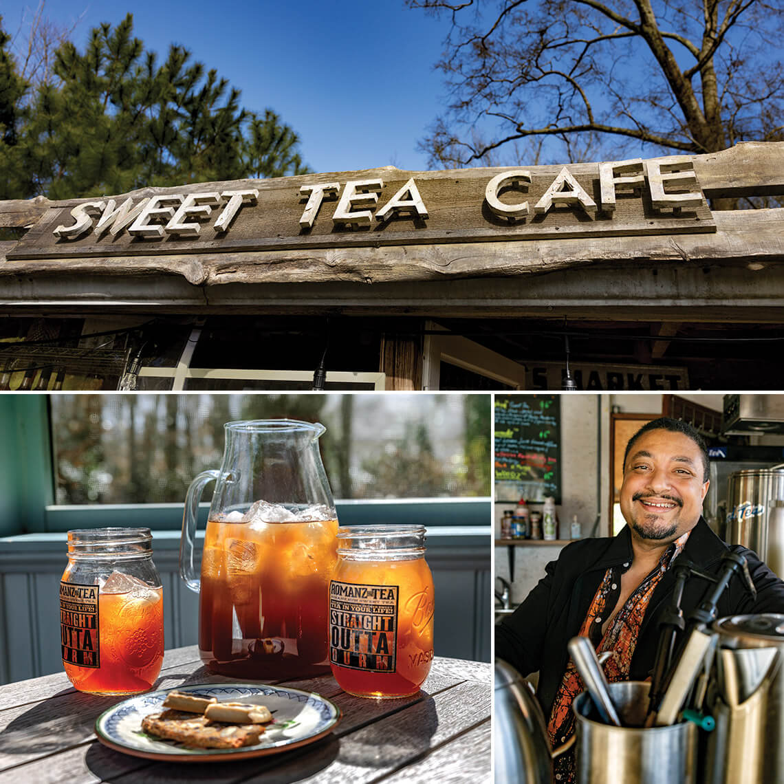 Romanz Tea's Sun Tea in a pitcher and glasses