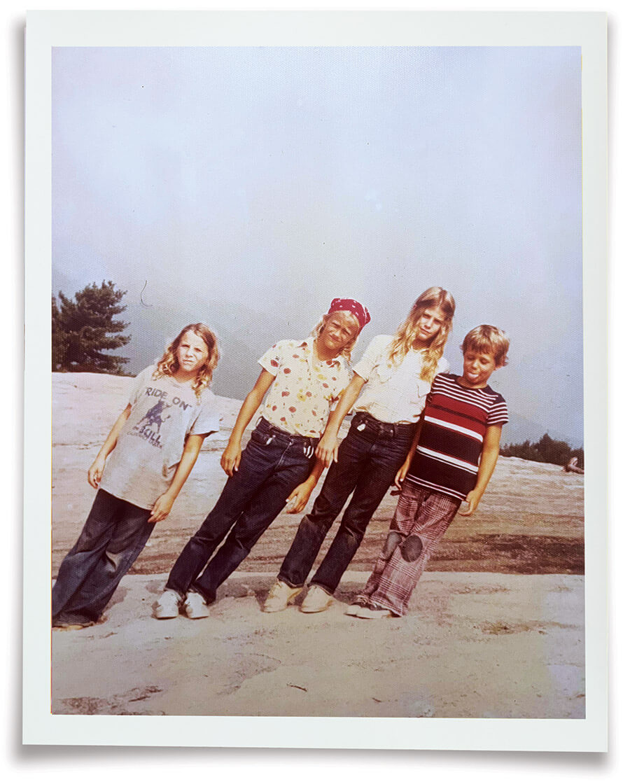 The author as a young child with her sister and cousins at the top of Stone Mountain
