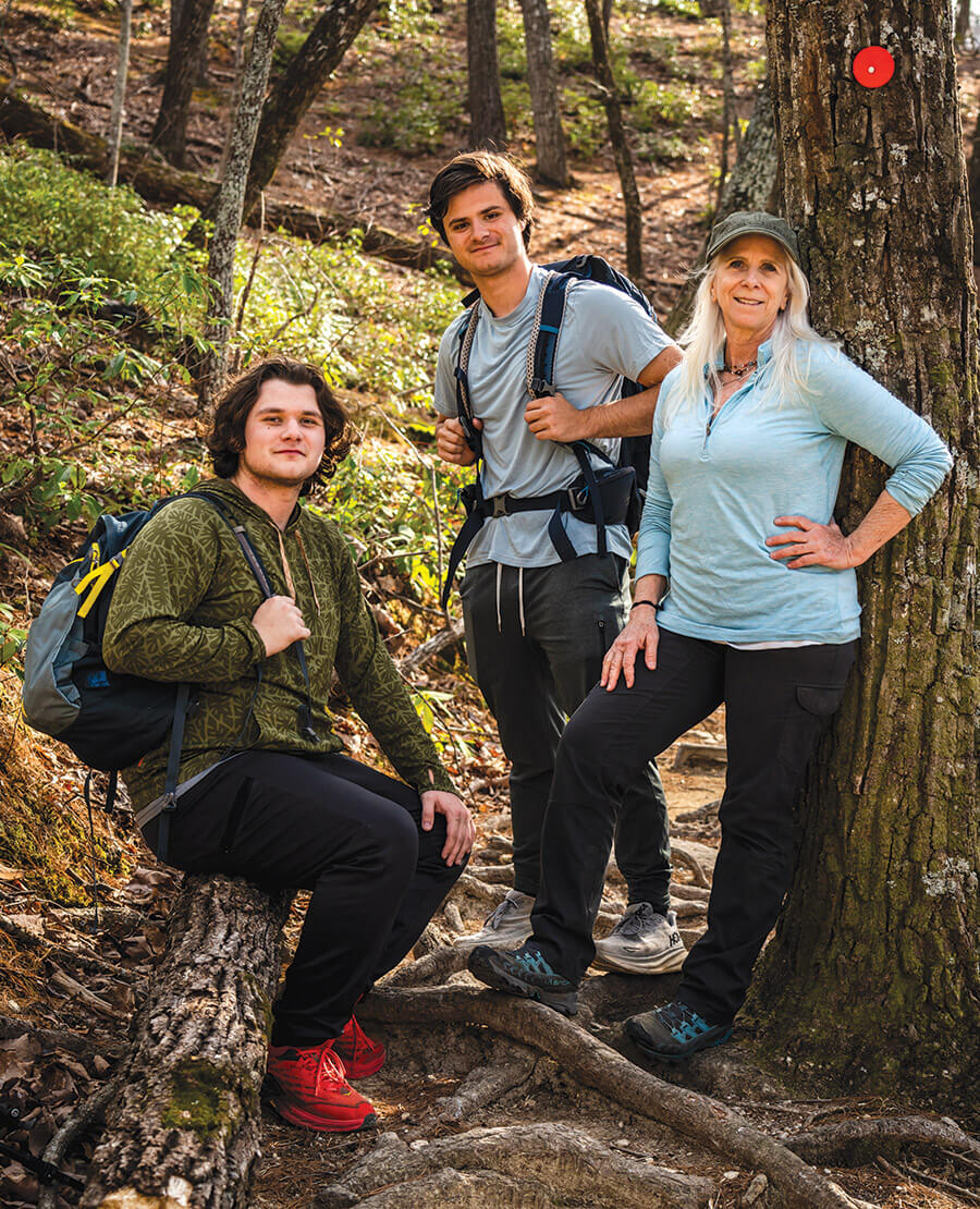 The author and her sons hiking to the top of Stone Mountain