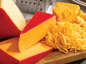 Hoop cheese on a cutting board