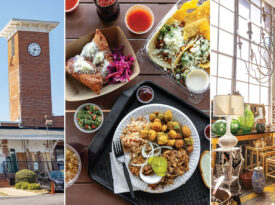 Gibson Mill Market, spread of snacks, and antique treasures inside.