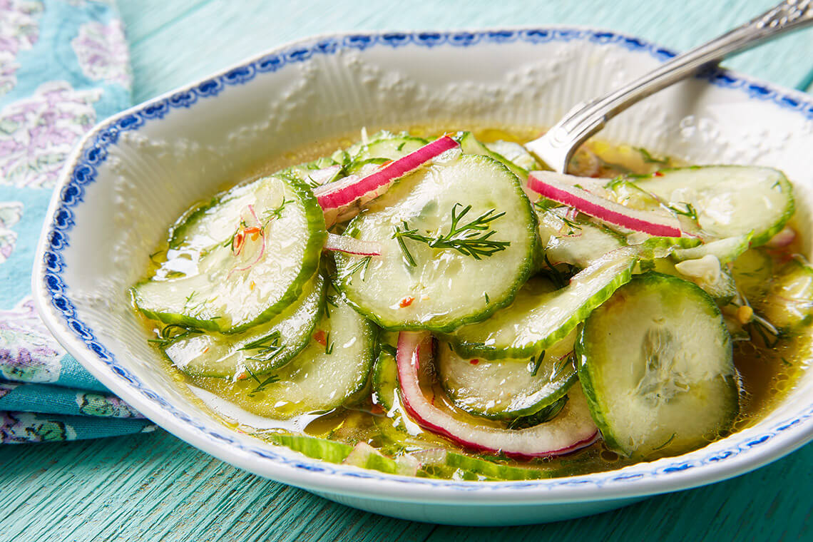 Chilled cucumber and herb salad