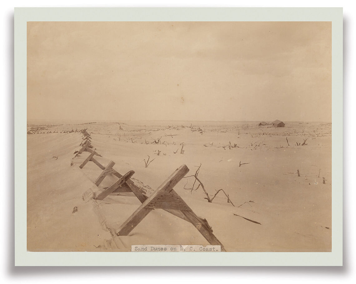 Photo of the deserted beach at C'ae Banks following the storm of 1899