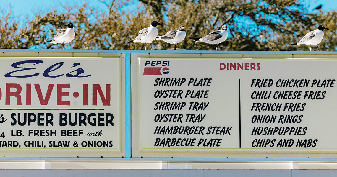 Exterior El's Drive-In Sign and menu 