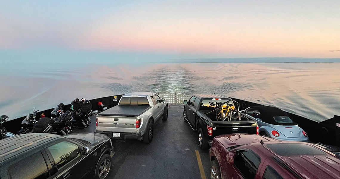 The Swanquarter ferry to Ocracoke Island crosses the Pamlico Sound