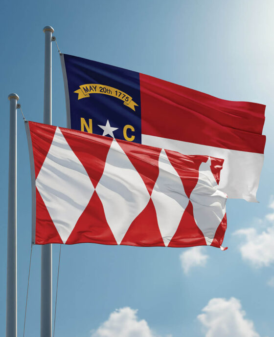 The Granville County flag flies beside the North Carolina flag.