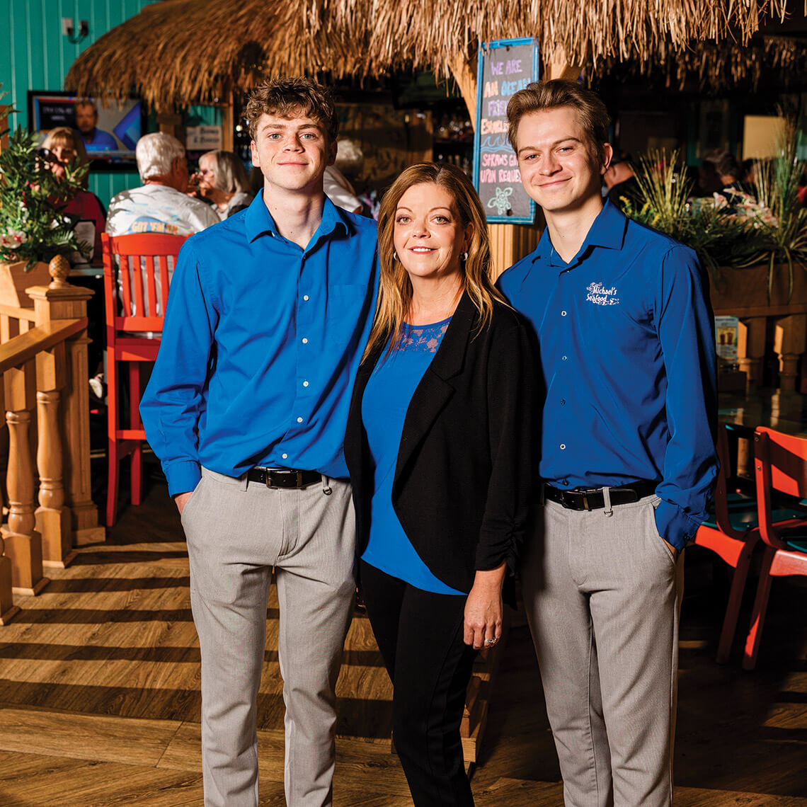 Shelly, Dylan, and Davis McGowan at Michael's Seafood