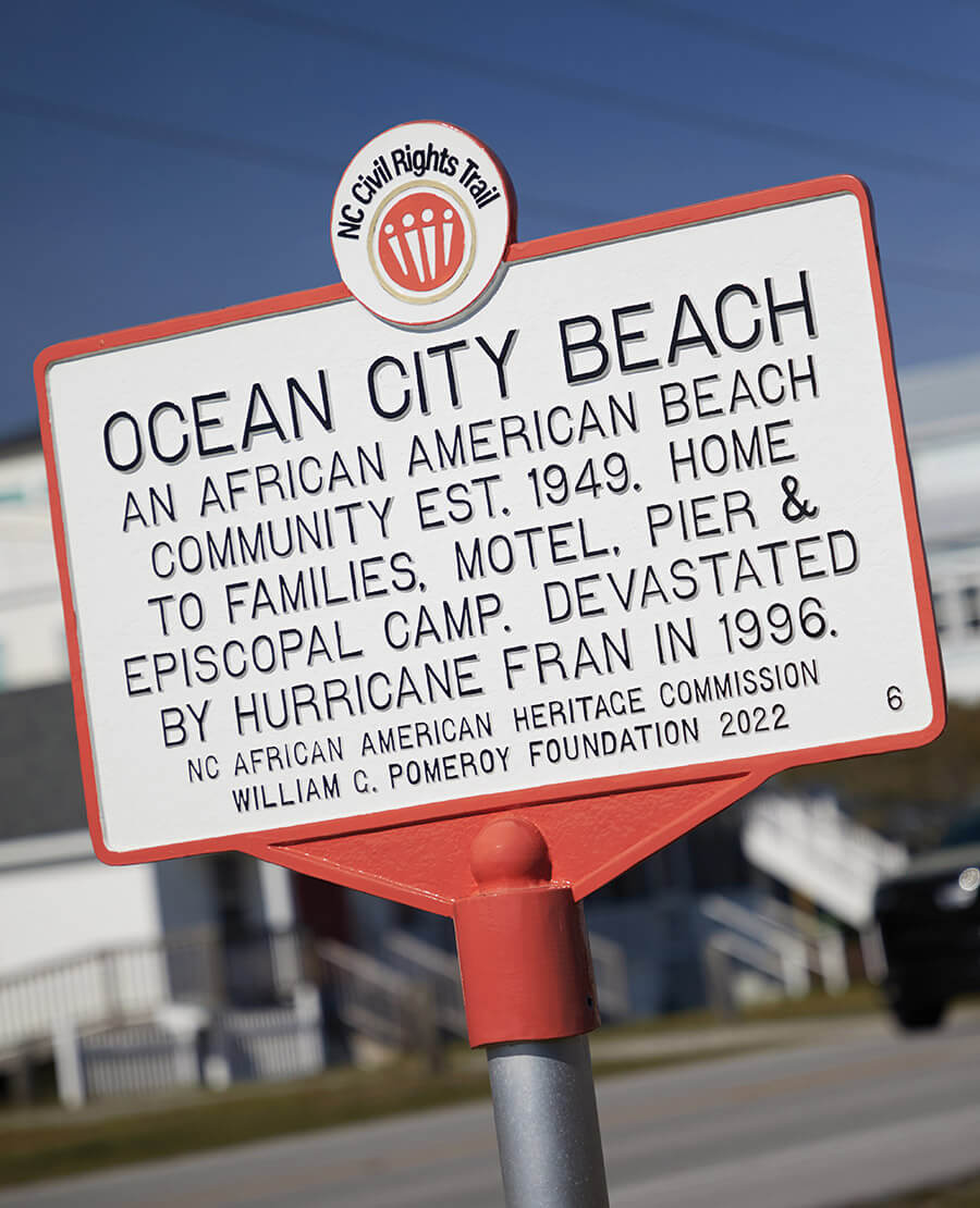 NC Civil Rights Trail sign for Ocean City Beach