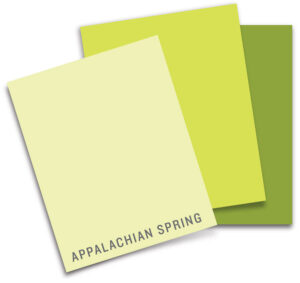 Paint cards in shades of green