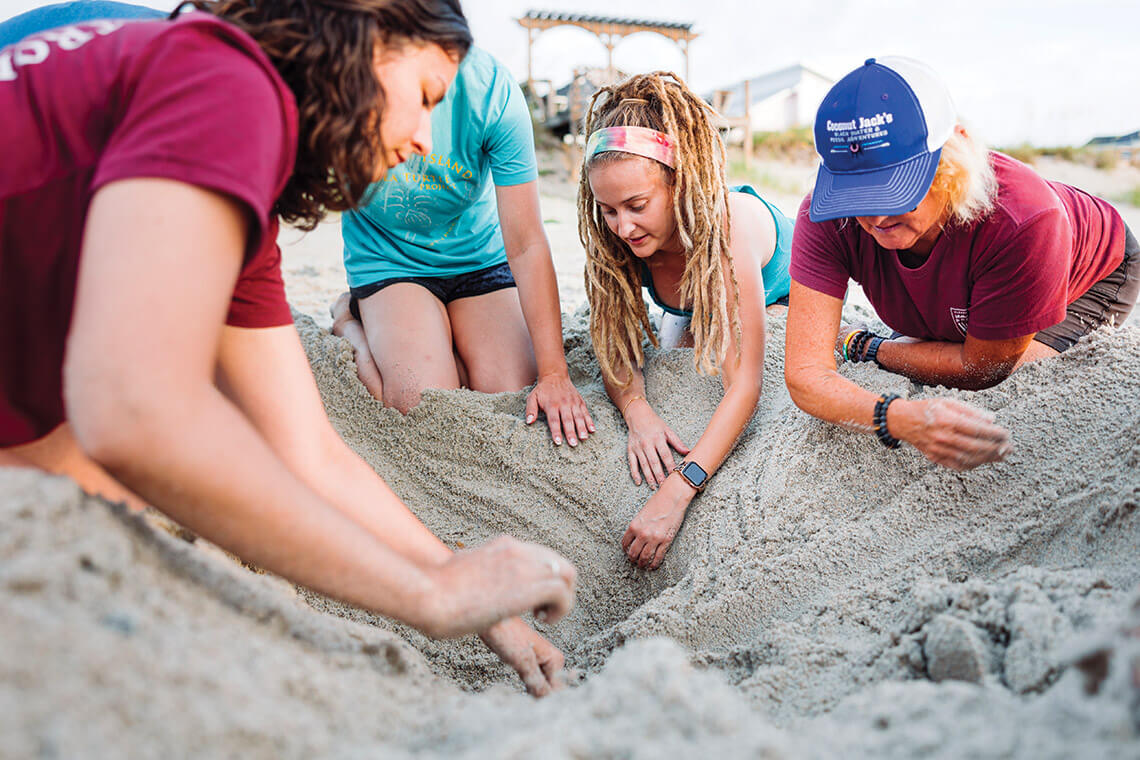 Pleasure Island Sea Turtle Patrol volunteers monitor a nest